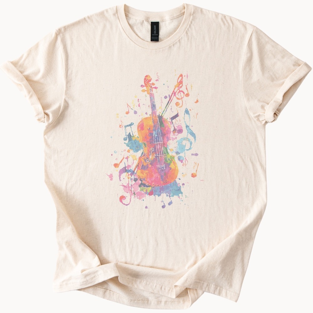 Vibrant Splatter Art Watercolor Guitar Tee